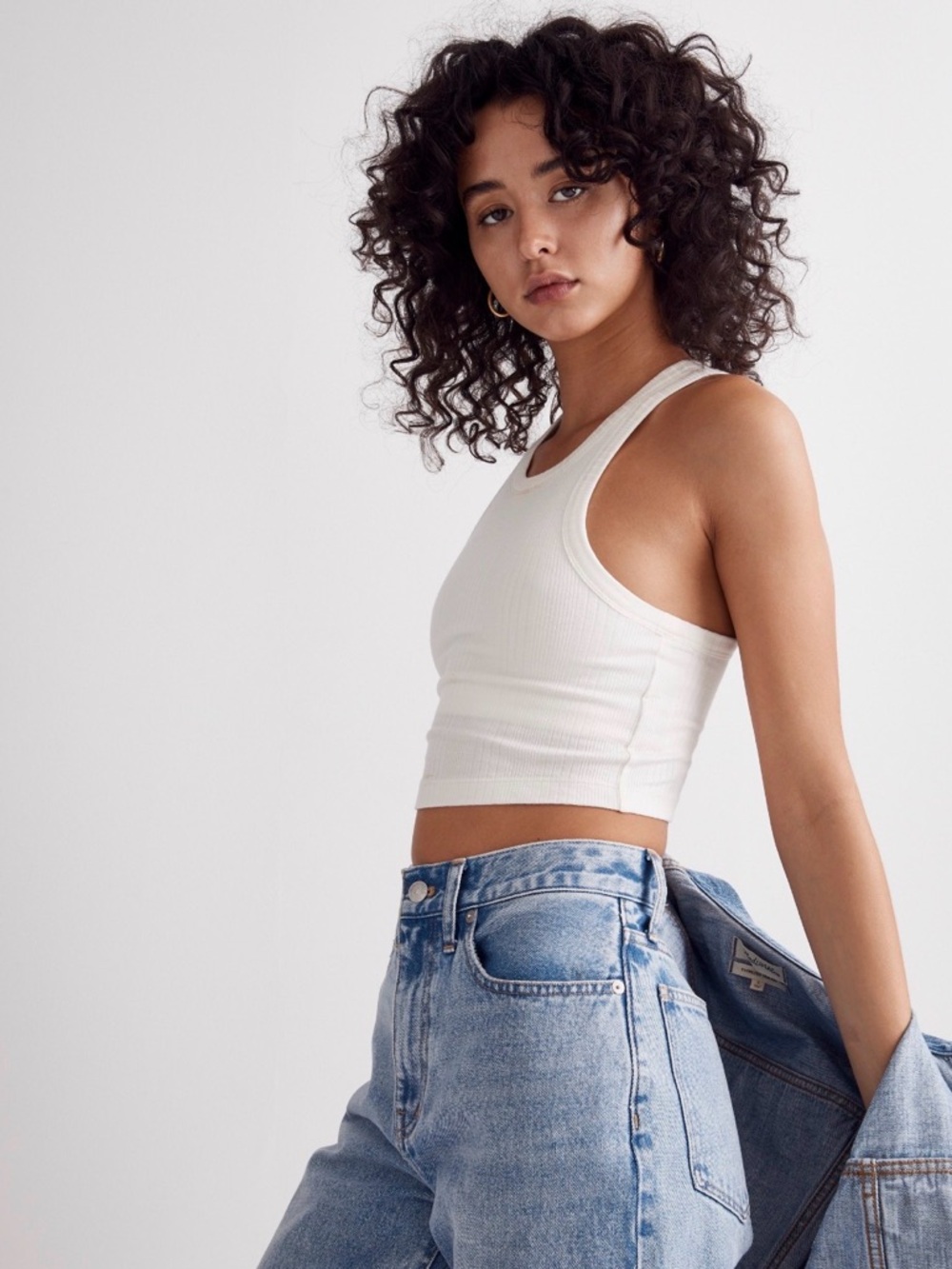 Madewell NWT Variegated Rib Crop Tank in Lighthouse - Picture 2 of 10